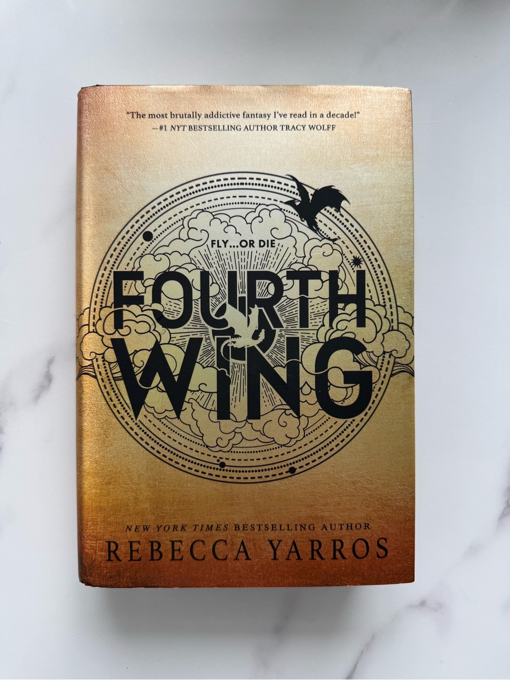Fourth Wing by Rebecca Yarros - Gold Hardcover first edition Book